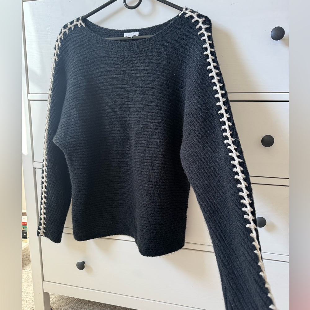 J Jill Black Cozy Sweater Sleeve Detail Petite Small